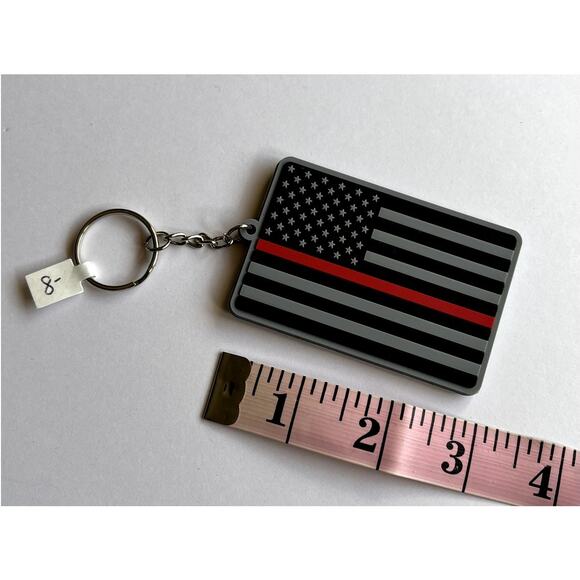 Thin Red Line American Flag Keychain Fire Department - Picture 2 of 7